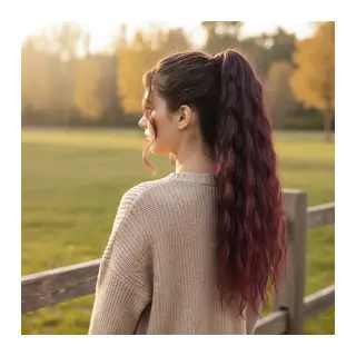 Bağlamalı Kabarık Daalı At Kuyruğu / Koyu Kızıl