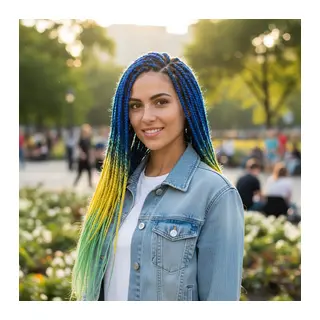 Afrika Örgüsü Ve Rasta İçin Sen Ombreli / Lacivert / Sarı / Fıstık Yeşili