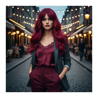 Daalı Perçemli Fiber Sen Orta Boy Peruk / Kızıl