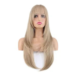 Katlı Kesim Perçemli Düz Fiber Sen Uzun Boy Peruk / Balköpüğü Platin Röfle