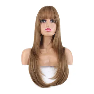 Katlı Kesim Perçemli Düz Fiber Sen Uzun Boy Peruk / Bebek Kumralı
