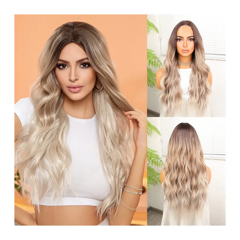Kumral Beyaz Platin Ombre ve Röfleli Tül Peruk