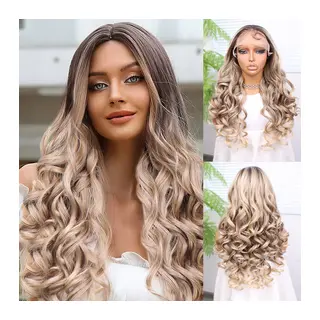 Kumral Platin Ombre Bebek lı Fiber Sen Yoğun Daalı Tül Peruk