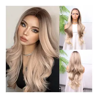 Kumral Platin Ombre ve Röfleli Bebek lı Fiber Sen Tül Peruk