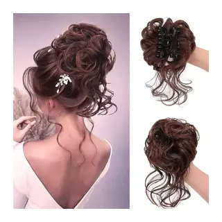 Tokalı Kuyruklu Dağınık Topuz / Karamel