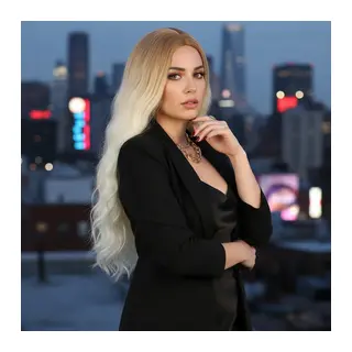 Fiber Sen Uzun Su Daası Peruk / Balköpüğü / Platin Uzun Ombreli
