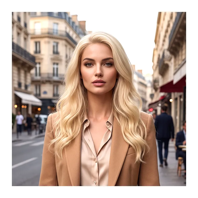 Gerçek Front Lace Daalı Platin Tül Peruk / 55/60cm