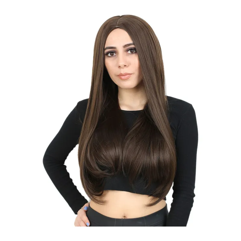 Fiber Sen Uzun Düz Peruk / Açık