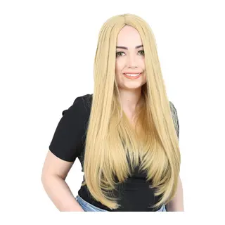 Fiber Sen Uzun Düz Peruk / Sarı