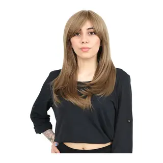 Düz Perçemli Orta Boy Fiber Sen Peruk / Bebek Kumralı