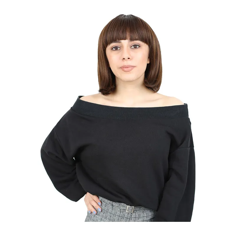 Kısa Küt Perçemli Fiber Sen Peruk / Karamel
