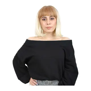 Kısa Küt Perçemli Fiber Sen Peruk / Balköpüğü / Platin Ombreli