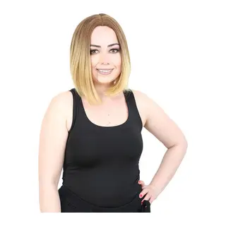 Kahkülsüz Düz Kısa Fiber Sen Peruk / Kumral / Sarı Ombreli