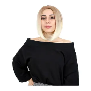 Kahkülsüz Düz Kısa Fiber Sen Peruk / Balköpüğü / Platin Ombreli