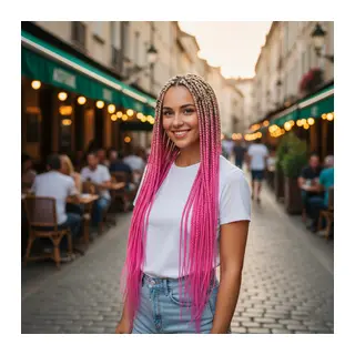 Afrika Örgüsü Ve Rasta İçin Sen Ombreli / Platin / Pembe