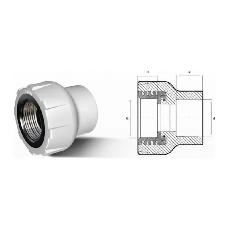 Ege Yıldız PPRC 40X1 1/4 Dişi Adaptör Gri