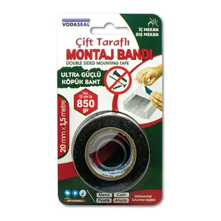 Ultra Güçlü Çift Taraflı Köpük Bant 20 mm x 1,5 Metre
