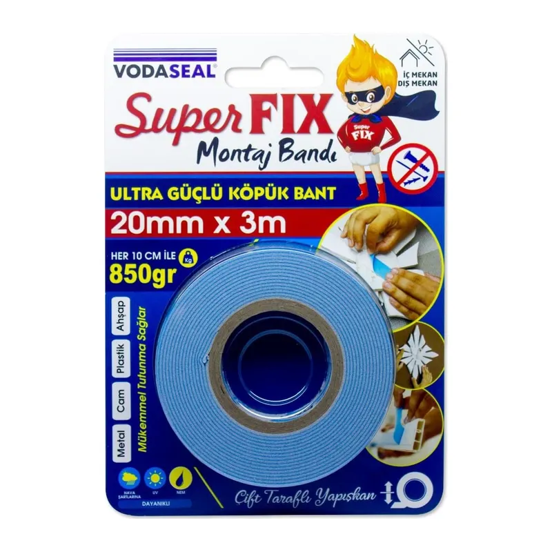 Süper Fix Çift Taraflı Montaj Bandı 20 mm 3 Metre