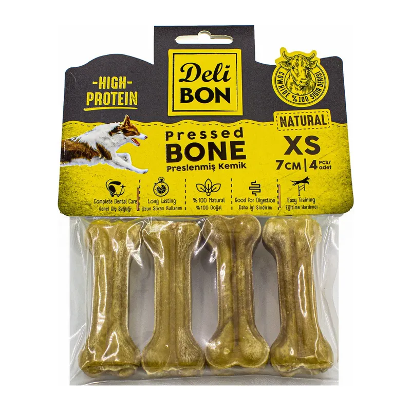 Deri Köpek Çiğneti Pres Kemik 4x7cm Natural