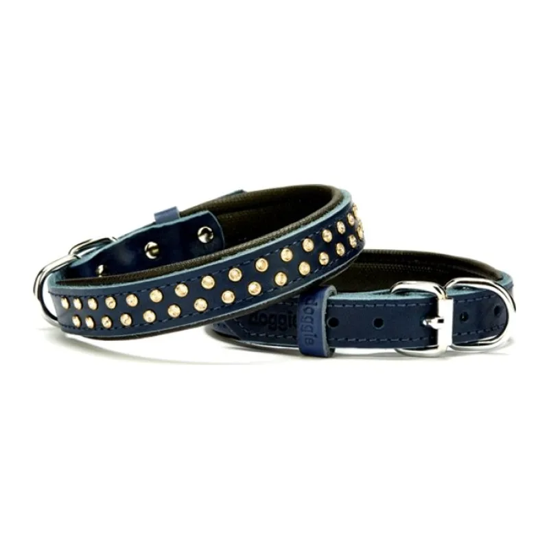 Konforlu Deri Kristal Taşlı Köpek Boyun Tasması 2 x 32-39 cm Mi