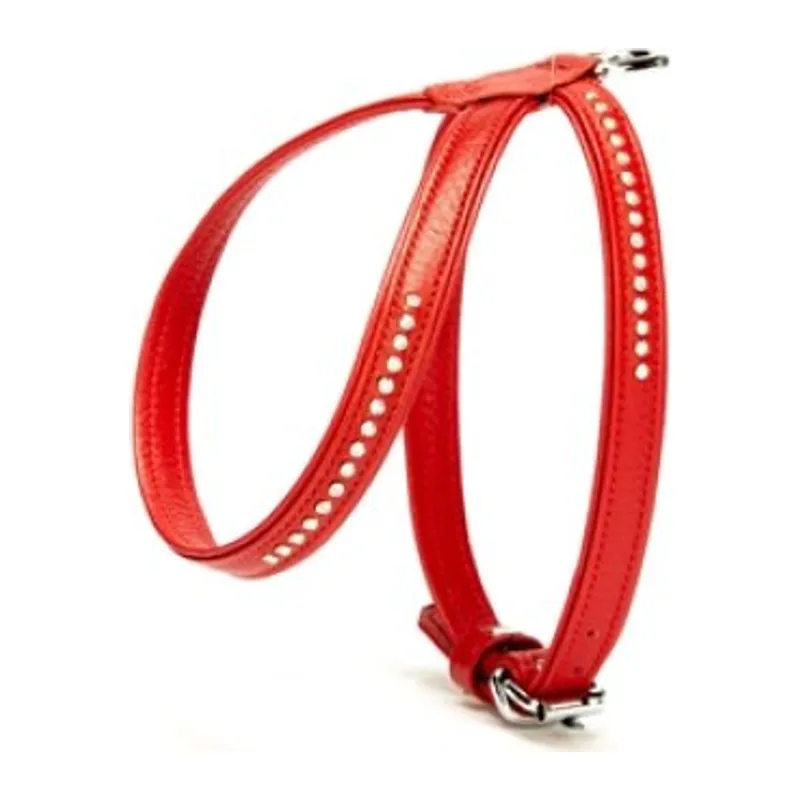 Taşlı Deri Köpek Göğüs Tasması 1,2 x 21-30 cm Kırmızı