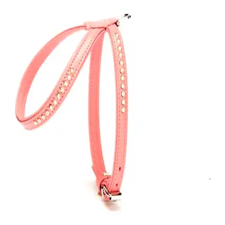 Taşlı Deri Köpek Göğüs Tasması 1,2 x 21-30 cm Pembe