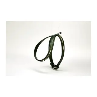 Taşlı Deri Köpek Göğüs Tasması 1,2 x 25-35 cm Yeşil