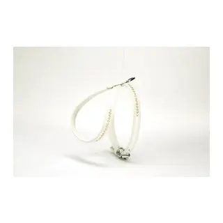 Taşlı Deri Köpek Göğüs Tasması 1,2 x 29-40 cm Beyaz