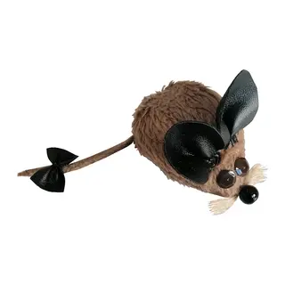 Kedi Oyuncağı Bıyıklı Peluş Fare 4,5 x 6-15 cm Taba