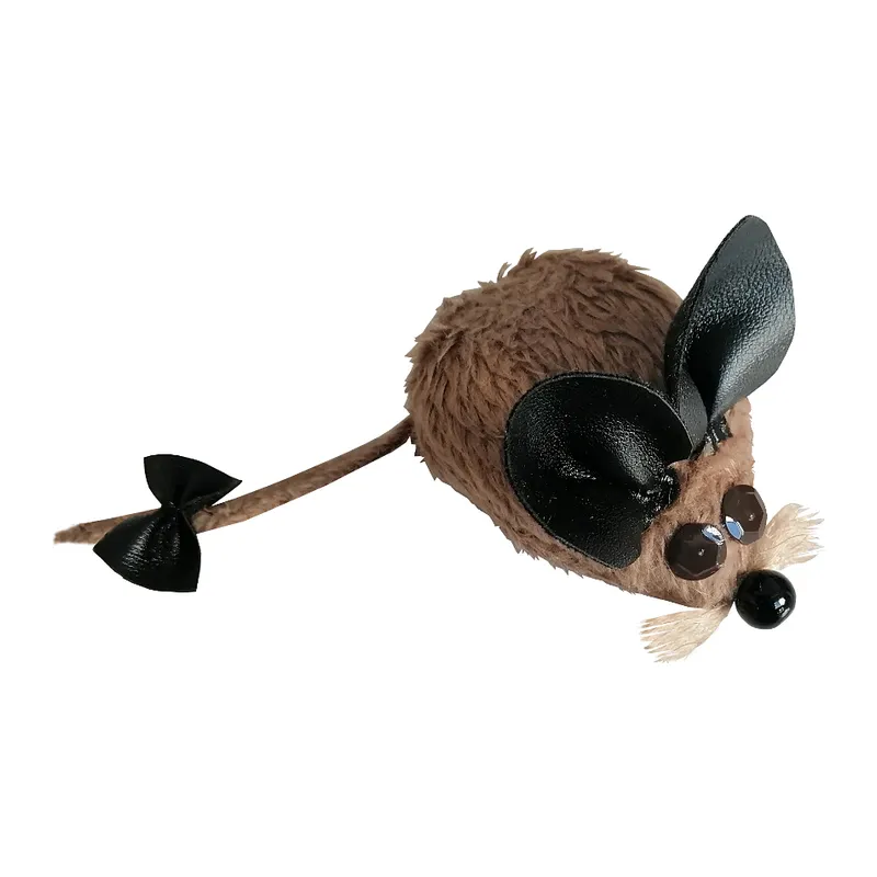 Kedi Oyuncağı Bıyıklı Peluş Fare 4,5 x 6-15 cm Taba
