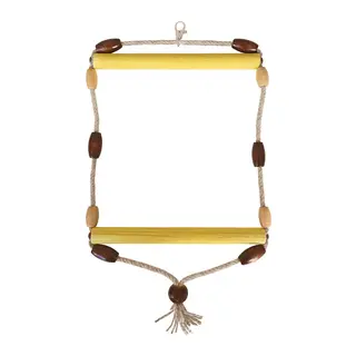Doğal Ahşap Papağan Salıncağı Boncuklu 21 x 36 cm