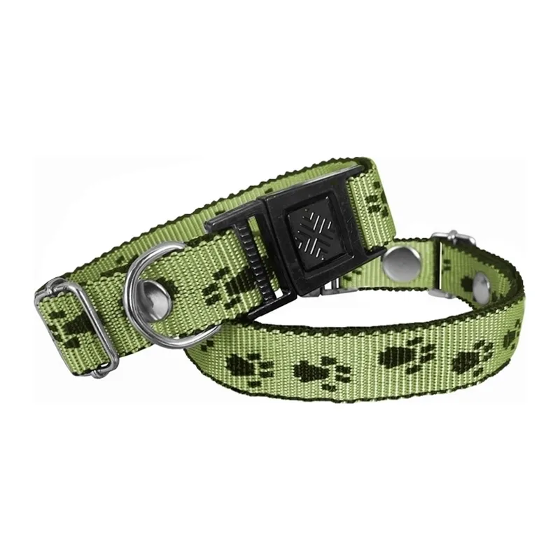 Köpek Tasması Patili Dokuma 2 cm - Min: 30 cm - Max: 50 cm Yeşil