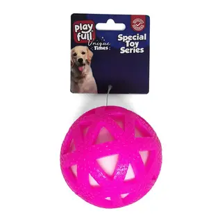 Işıklı Üçgen Desenli Plastik Top Köpek Oyuncağı 7,5 Cm Pembe