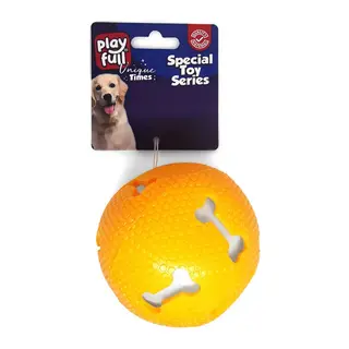 Sesli Kemik Desenli Plastik Top Köpek Oyuncağı 7,5 Cm Tcu