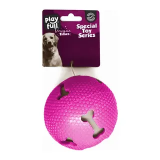 Işıklı Kemik Desenli Plastik Top Köpek Oyuncağı 7,5 Cm Pembe