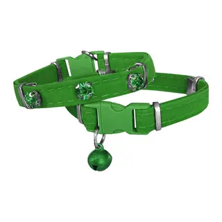 Kadife Kedi Boyun Tasması Taşlı 20-32 cm Yeşil