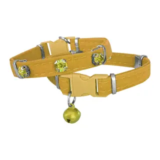 Kadife Kedi Boyun Tasması Taşlı 20-32 cm Sarı