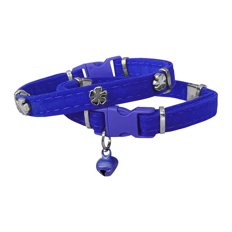 Kadife Kedi Boyun Tasması Yoncalı 20-32 cm Mi