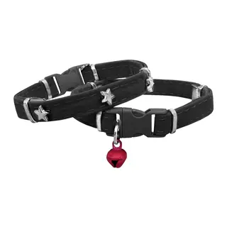 Kadife Kedi Boyun Tasması Yıldızlı 20-32 cm Siyah