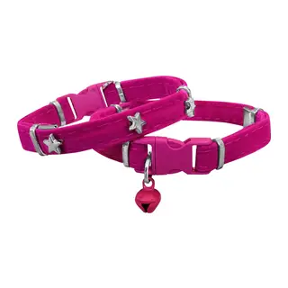 Kadife Kedi Boyun Tasması Yıldızlı 20-32 cm Pembe