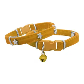 Kadife Kedi Boyun Tasması Yıldızlı 20-32 cm Sarı