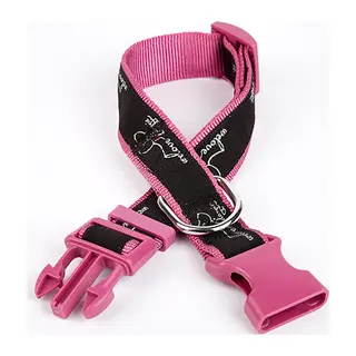 Köpek Desenli Dokuma Köpek Boyun Tasması 3 cm x 36-60 cm Mor