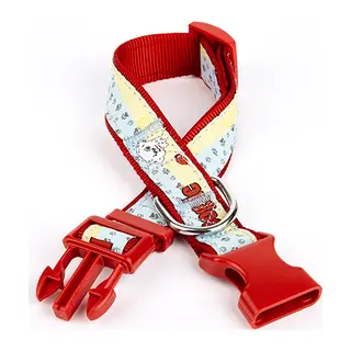 Pati Desenli Dokuma Köpek Boyun Tasması 3 cm x 36-60 cm Kırmızı