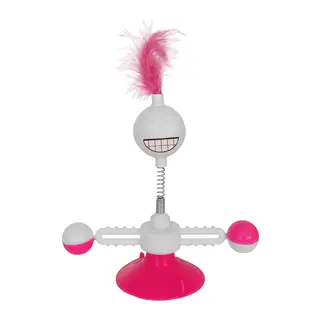 Vantuzlu Komik Dönen Kedi Oyuncağı 17 cm*18-30 cm Pembe