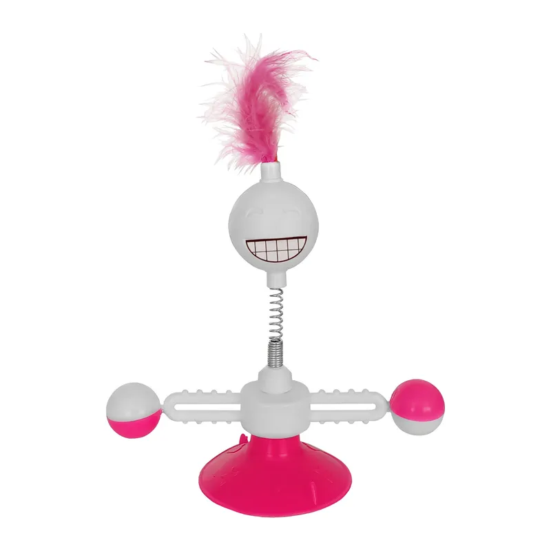 Vantuzlu Komik Dönen Kedi Oyuncağı 17 cm*18-30 cm Pembe