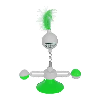 Vantuzlu Komik Dönen Kedi Oyuncağı 17 cm*18-30 cm Yeşil