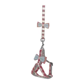 Köpek Göğüs Tasma Seti Ekose Desenli Papyonlu 1.5 cm*35-48 cm Kırmızı