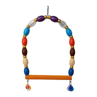 Renkli Boncuklu Ve Çanlı Muhabbet Kuşu Salıncağı 11-13.5 cm Renkli