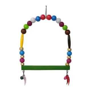 Renkli Boncuklu Ve Çanlı Muhabbet Kuşu Salıncağı 10-11.5 cm Renkli