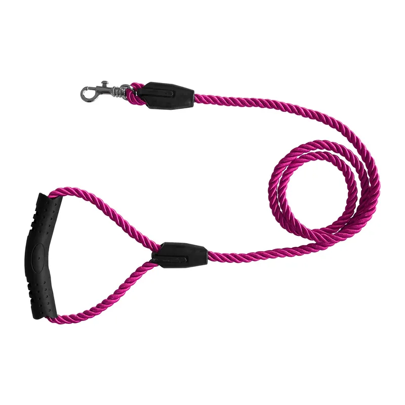 Üçlü Sarmallı Köpek Gezdirme Halatı 1 cm-120 cm Pembe